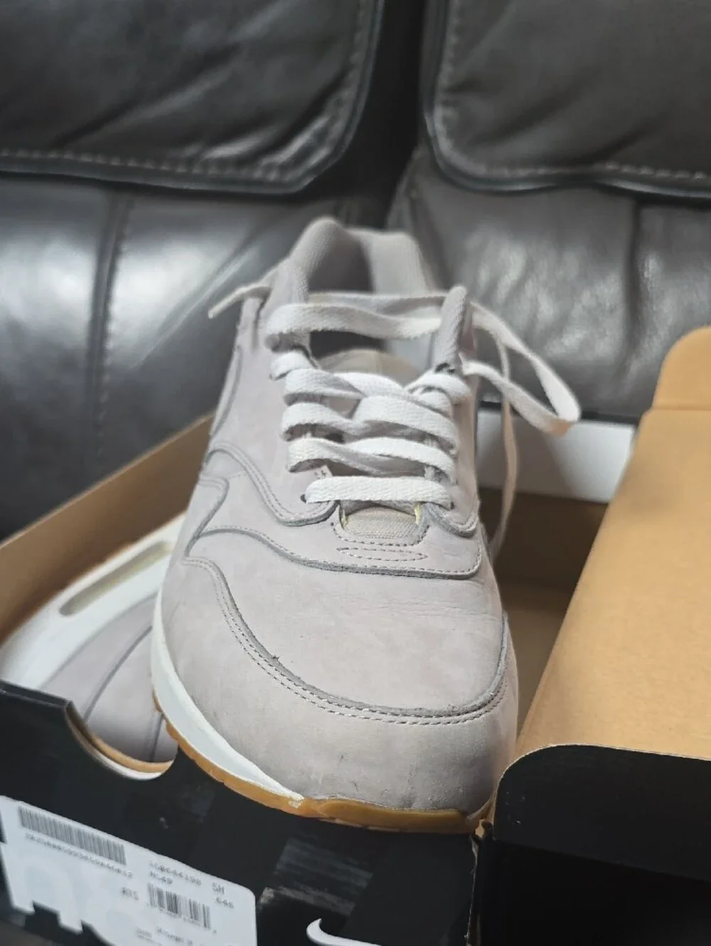 Nike Grey Leather Men’s Air Max Sneaker with Gum Outsole